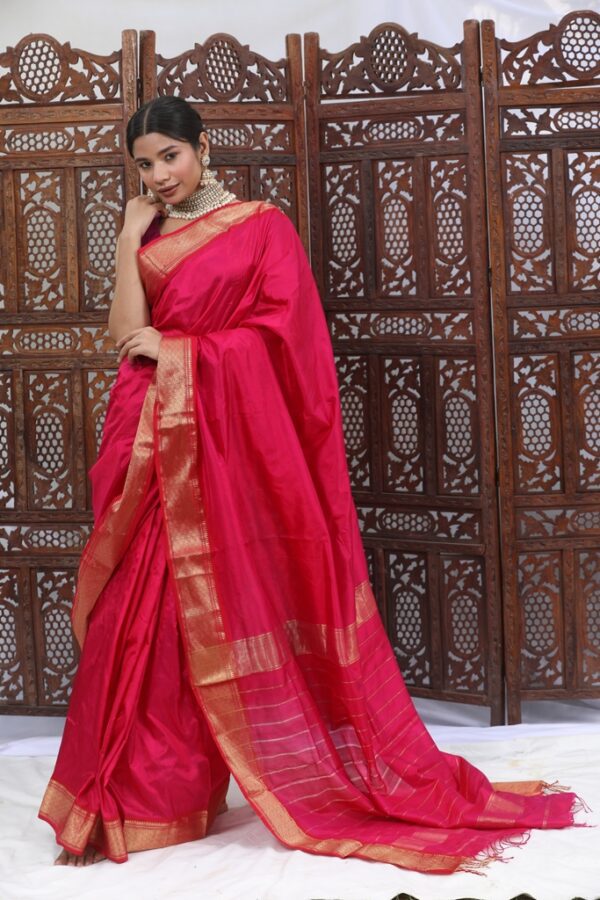 Maheshwari Pure Silk Handloom Saree - Image 9