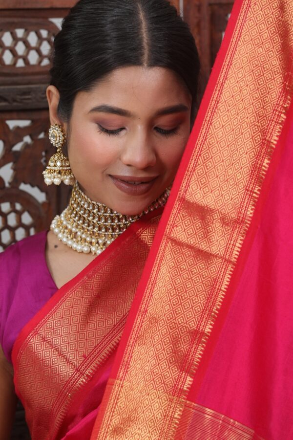 Maheshwari Pure Silk Handloom Saree - Image 11