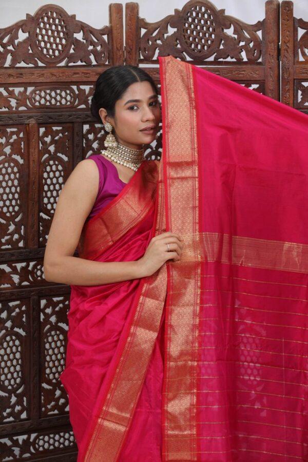 Maheshwari Pure Silk Handloom Saree - Image 3