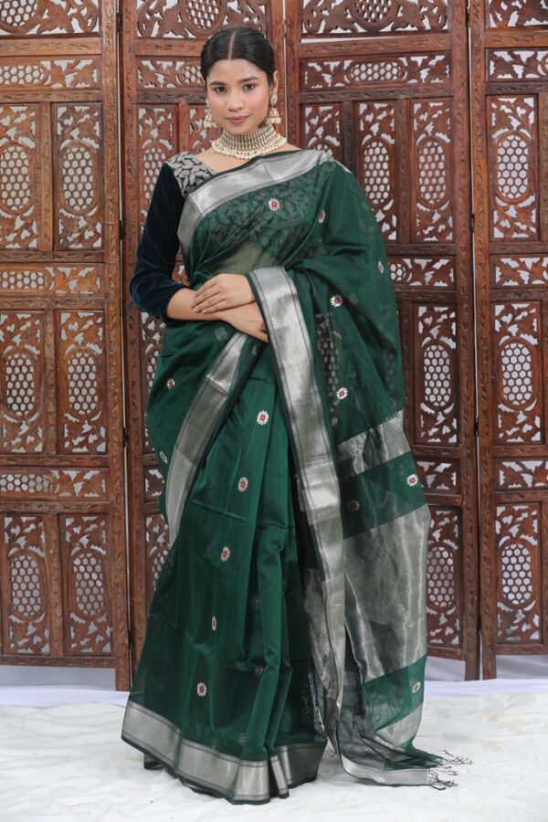 Maheshwari Meena Butedar Silk Cotton Saree - Image 7