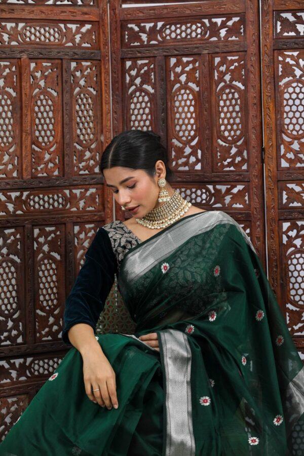 Maheshwari Meena Butedar Silk Cotton Saree - Image 4