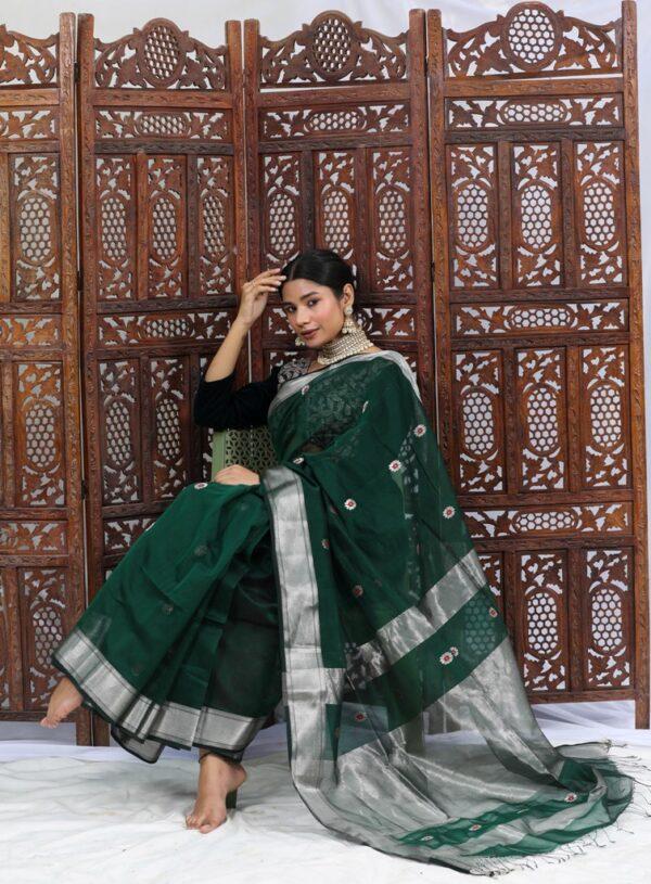 Maheshwari Meena Butedar Silk Cotton Saree - Image 5